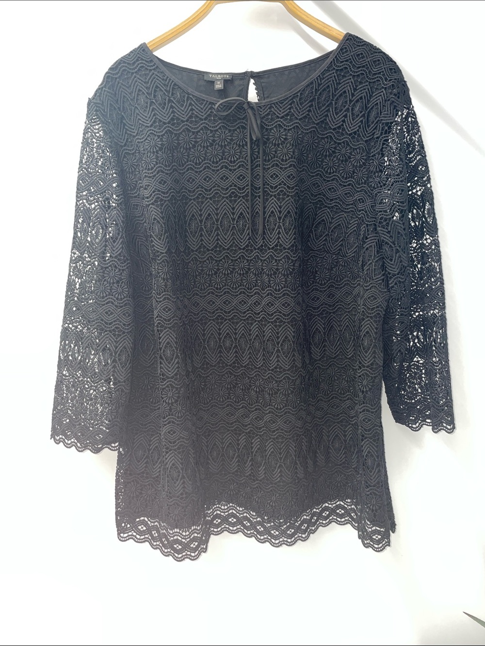 TALBOTS LACE OVERLAY BLOUSE W/ SIDE 1/2 ZIP FTL-09-089